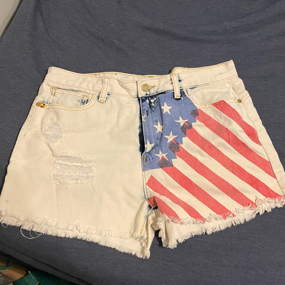 American Flag Denim Shorts